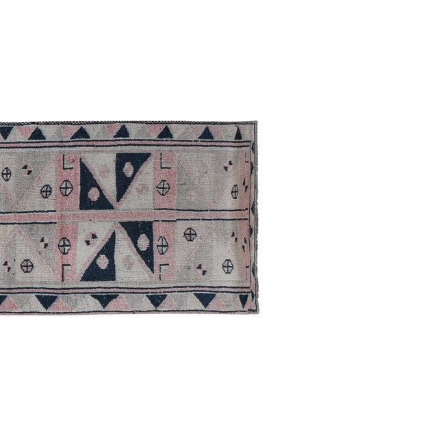 1960s Mid Century Turkish Oushak Runner 3'9'' X 10'8'' For Sale - Image 5 of 10