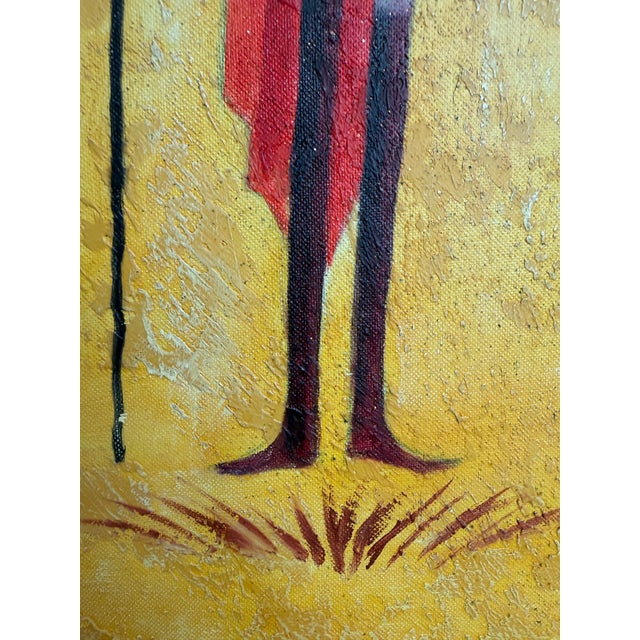 African African Tribal Figure Oil Painting Textured Modern Ethnic Wall Art Framed Safari Style Decor 24x18 Canvas For Sale - Image 3 of 12