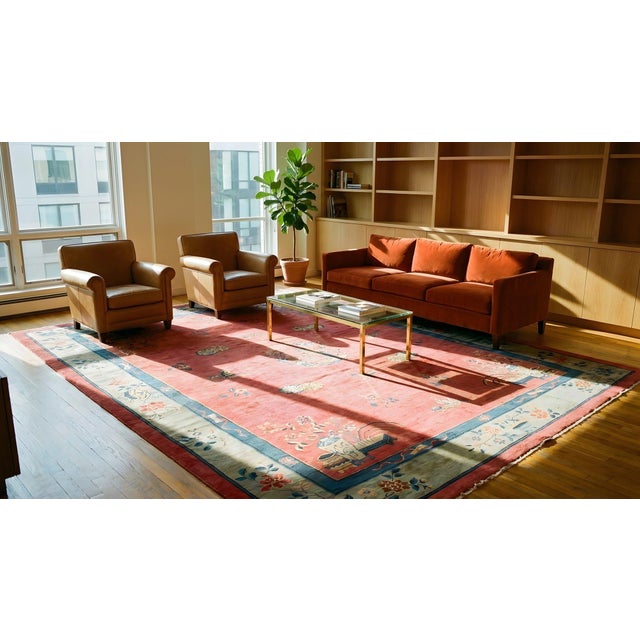 Red Early 20th Century Chinese Peking Carpet ( 11' x 14' - 335 x 427 ) For Sale - Image 8 of 9