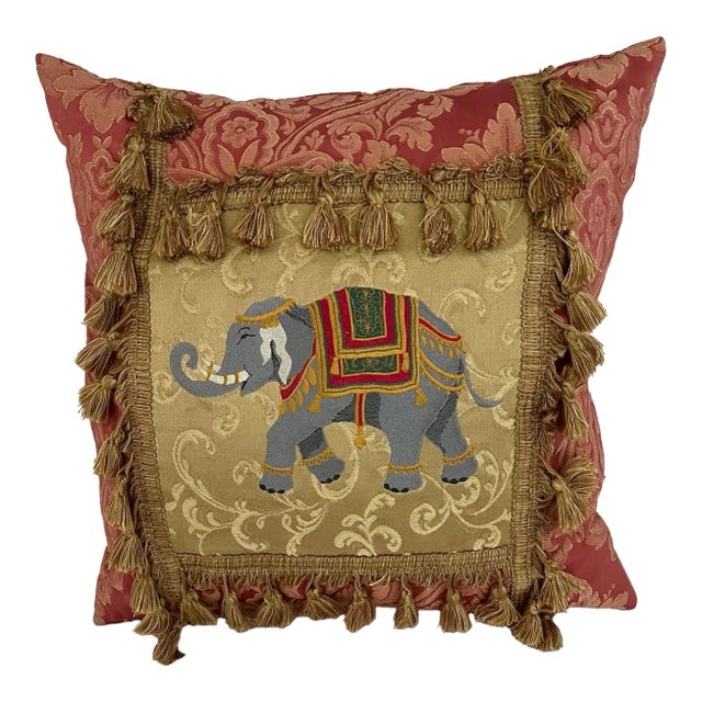 Late 20th Century Elephant Tassel Throw Pillow For Sale