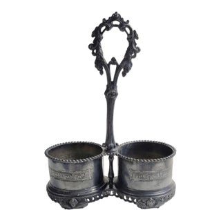 Antique 19th-Century Signed Redfield & Rice Ornate Double Bottle Holder For Sale