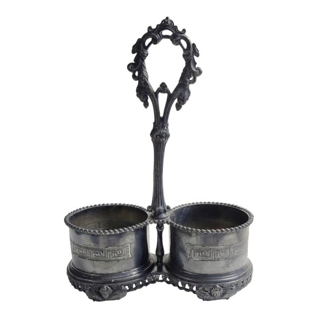 Antique 19th-Century Signed Redfield & Rice Ornate Double Bottle Holder For Sale