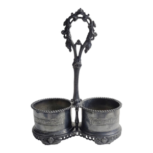 Antique 19th-Century Signed Redfield & Rice Ornate Double Bottle Holder