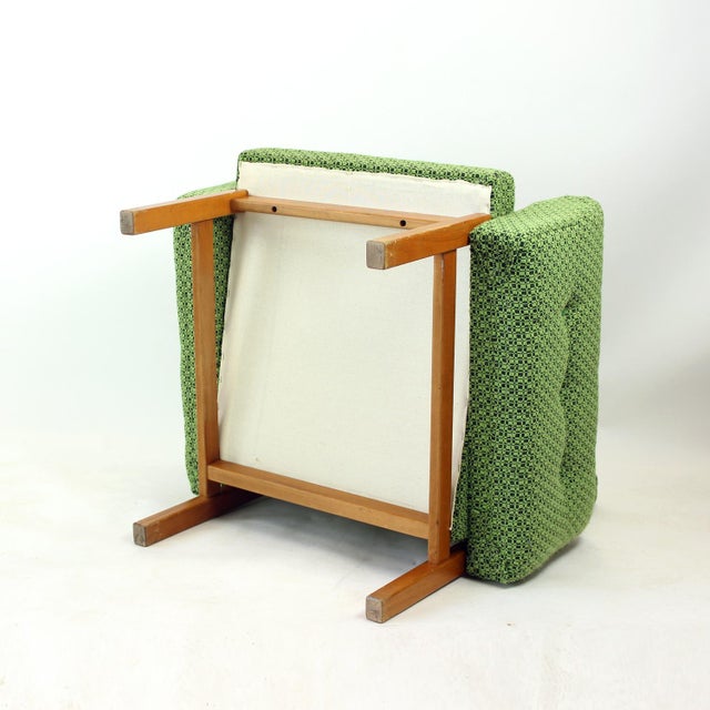 Wood Mid-Century Armchair in Fabric and Beech from Jitona, Czechoslovakia, 1960s For Sale - Image 7 of 13