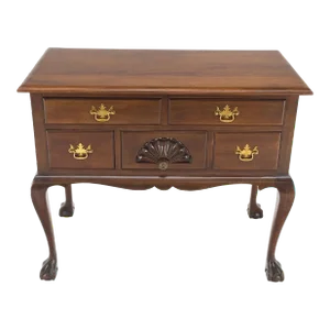 Charak Solid Mahogany 5 Drawers Low Bow Dresser Cabinet Dresser