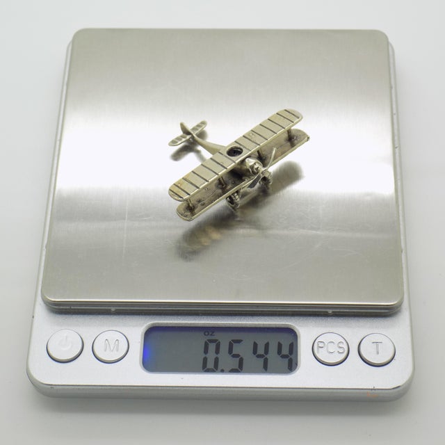 Vintage Italian Handmade Genuine Silver Airplane Figurine, 1980s For Sale - Image 10 of 12