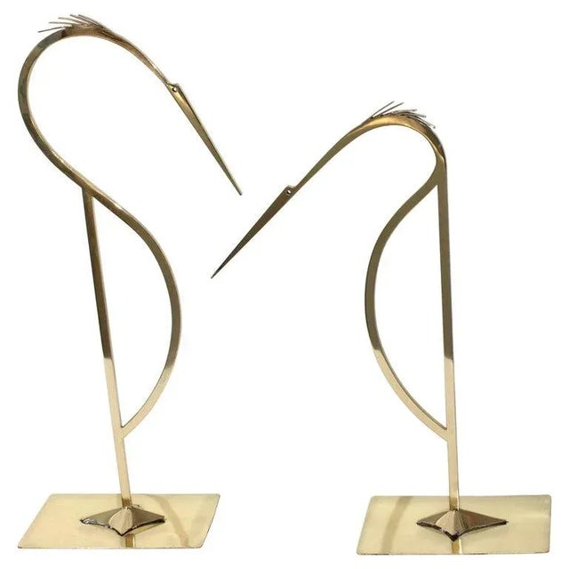 1960s-70s Brass Stylized Egret Figures - a Set of 2 For Sale - Image 12 of 13