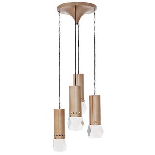 4-Pendant Chandelier with Acrylic Glass Diffusers by Gaetano Missaglia, 1960s For Sale