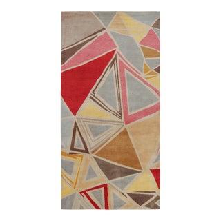 Rug & Kilim’s Mid-Century Modern Style Runner Rug in Geometric Pattern For Sale