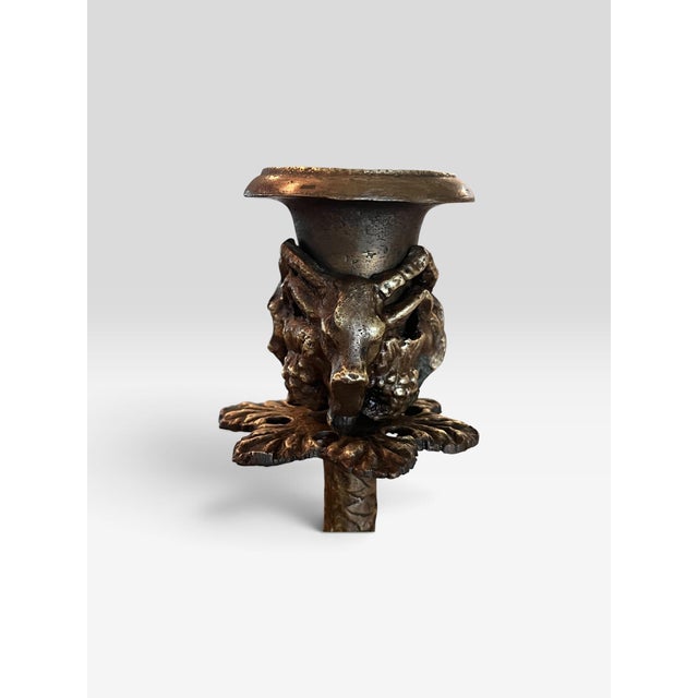 Metal Vintage Arthur Court Candle Opera Figural Lion & Serpent Candlestick, 12.5” For Sale - Image 7 of 12