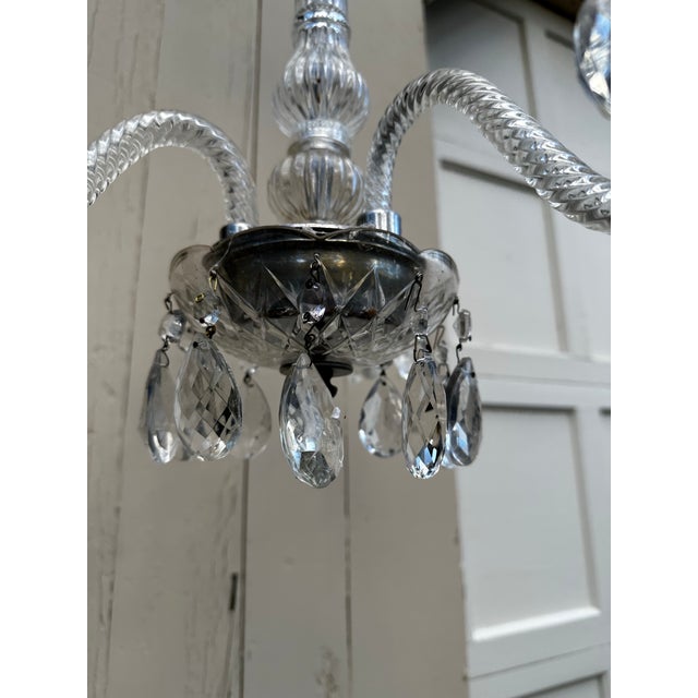 Vintage American Classical Three Arm Petite Crystal Chandelier For Sale - Image 4 of 7