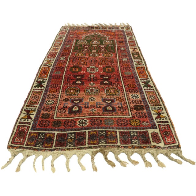 Mid-Century Modern Vintage Turkish Oushak Prayer Rug, 02'05 X 05'02 For Sale - Image 3 of 10