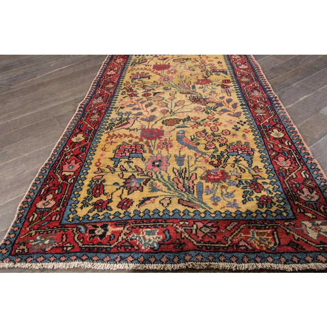 Mid 20th Century Yellow Vintage Malayer Persian Handmade Wool Runner For Sale - Image 5 of 6