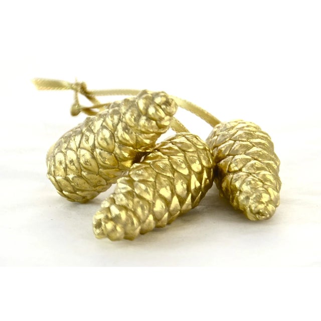 Gold Pinecone Ornaments - Set of 3 For Sale - Image 4 of 5