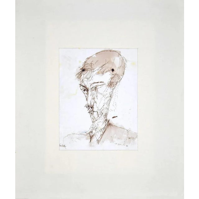 Portrait is and original drawing in watercolor and pen realized by sergio barletta in 1960. Hand-signed on the lower right...