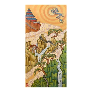 Chinese Landscape Original Oil Painting Stephen McDonough For Sale