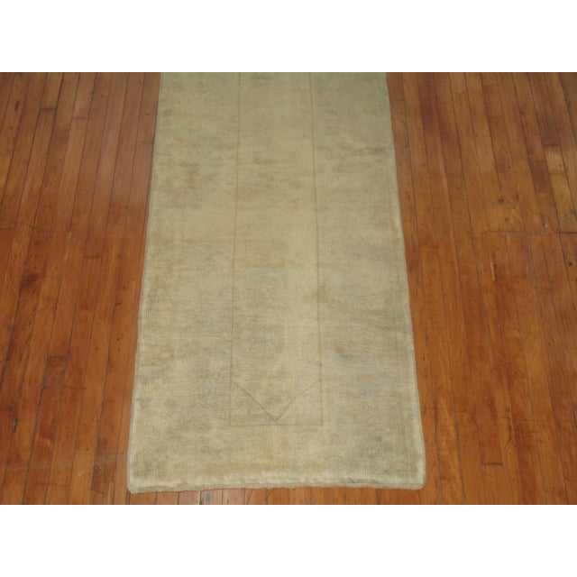 Traditional Pale Turkish Oushak Runner - 2'7'' X 9'11'' For Sale - Image 3 of 3