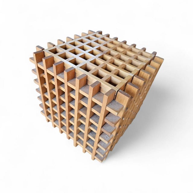 Mid-Century Modern Wood Cube Table Lamp, Italy, 1960s For Sale - Image 5 of 10