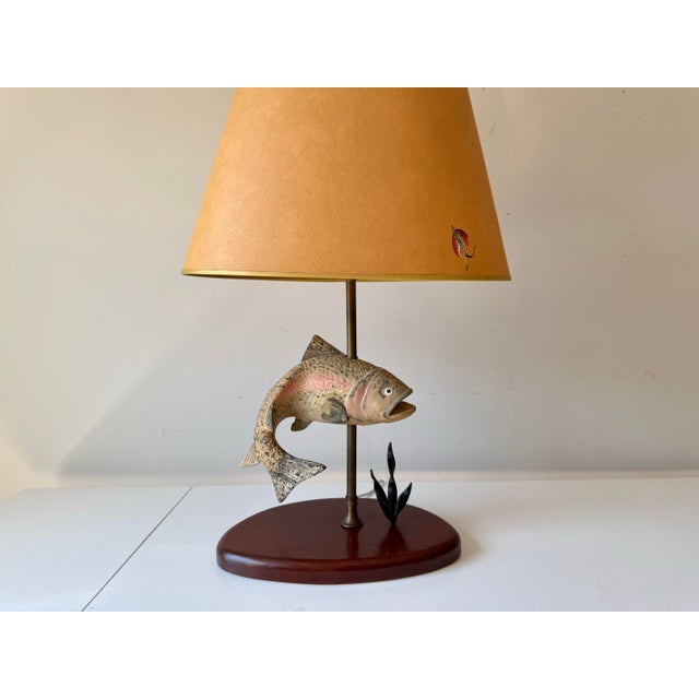 1970s Rainbow Trout Fish Table Lamp For Sale - Image 4 of 12