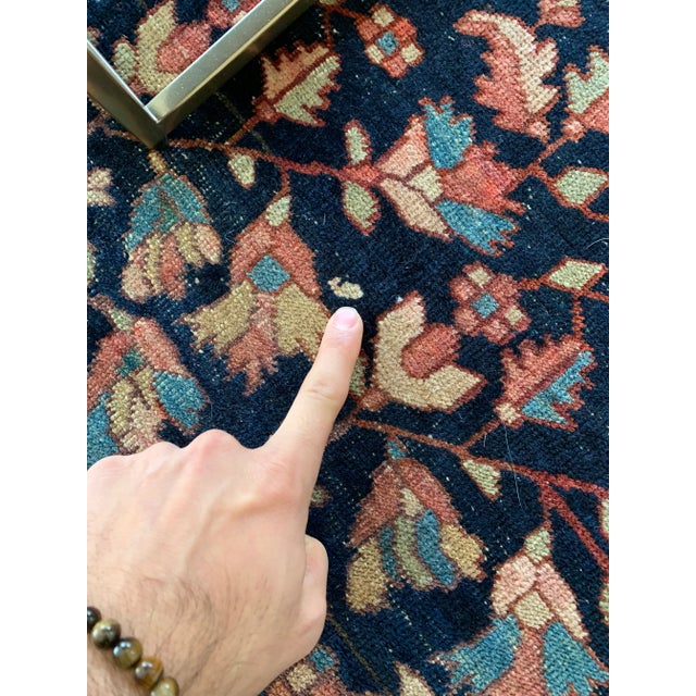 Majestic Navy & Pink Antique Persian Ferehan Sarouk - 9′10″ × 12′11″ For Sale - Image 12 of 13
