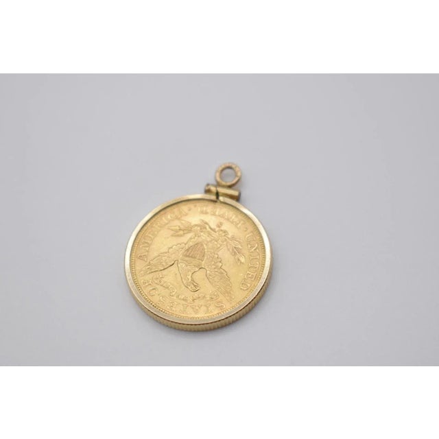 Metal 18k Gold 1901 Liberty Five Dollar Coin Pendant For Sale - Image 7 of 9