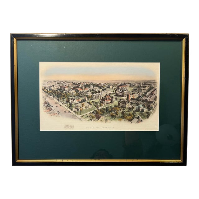 19th-Century Princeton University Hand-Colored Lithograph, Restored For Sale