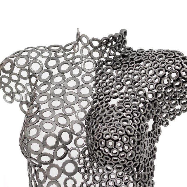 Premium Handcrafted Iron Washer Female Torso Sculpture | 37" | One of a Kind For Sale - Image 9 of 9