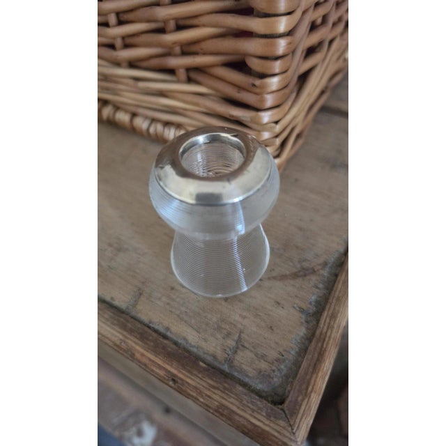Traditional Antique 1906 London Sterling Silver & Ribbed Glass Match Striker, Edwardian English Hallmarked Table Lighter, Collectible Tobacciana For Sale - Image 3 of 8