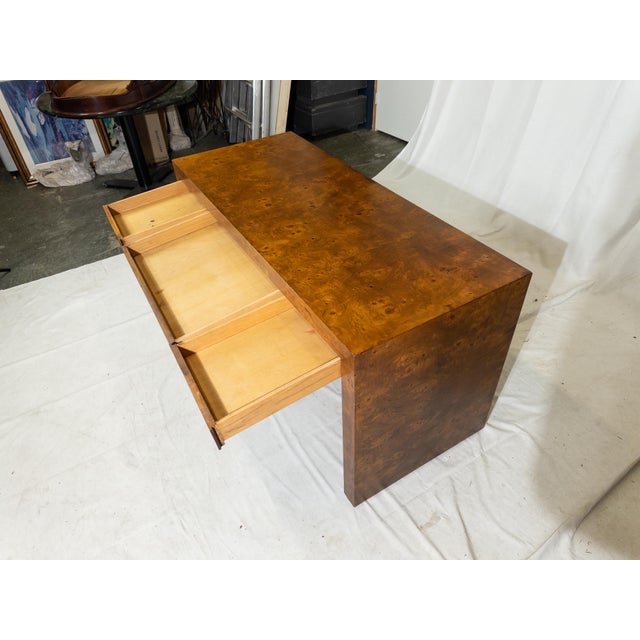 Mid-Century Vintage Parson Style Burlwood Desk | Chairish