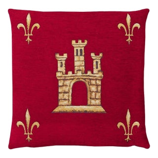 Castle Red (Chenille) Tapestry Cushion With Feather Filler - 46x46cm (18"x18") For Sale