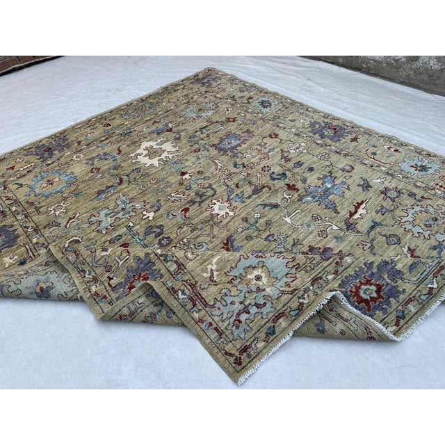 Sage Green Oushak Rug 8x10 For Sale - Image 4 of 6