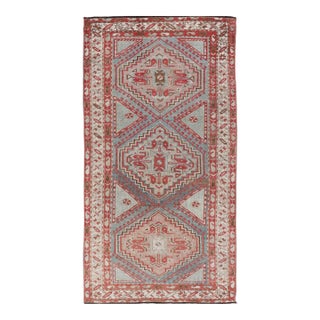 Antique Hand-Knotted Persian Kurdish Rug in Wool With Medallion Design For Sale