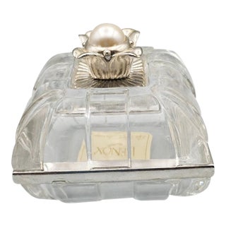 Vintage Lenox Diamonds & Pearls Crystal Square Flower Trinket Box For Sale
