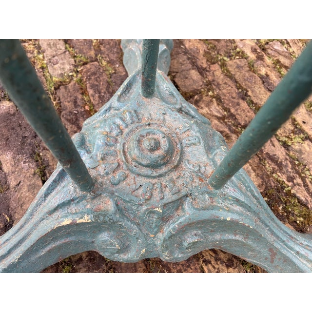 Teal Antique French Bistro Garden Table, 1890s For Sale - Image 8 of 13