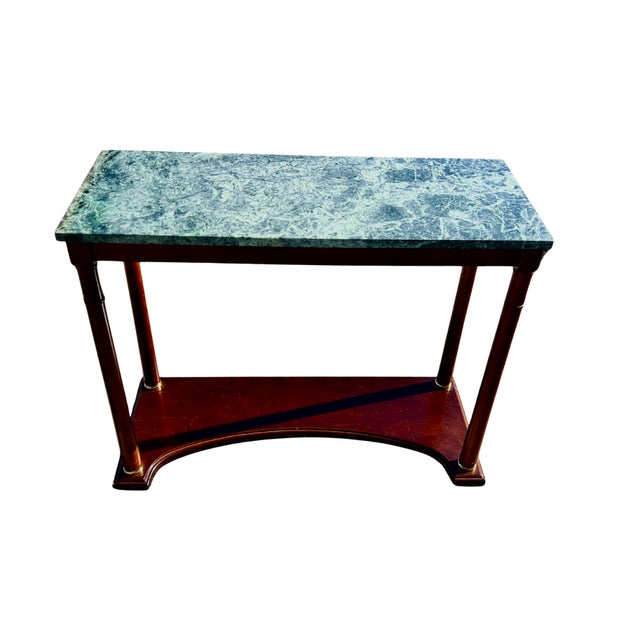 Vintage Regency-Style Console Table with Green Marble Top attributed to Bombay Company. Elevate your interior with this...