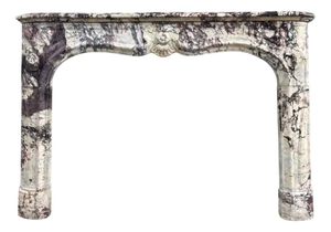 18th Century Rococo French Fireplace in Superior Breche Violette Marble, 1780