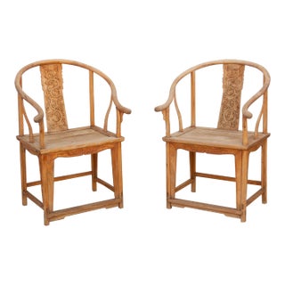 Pair of Early 19th Century Qing Emperor Chairs For Sale