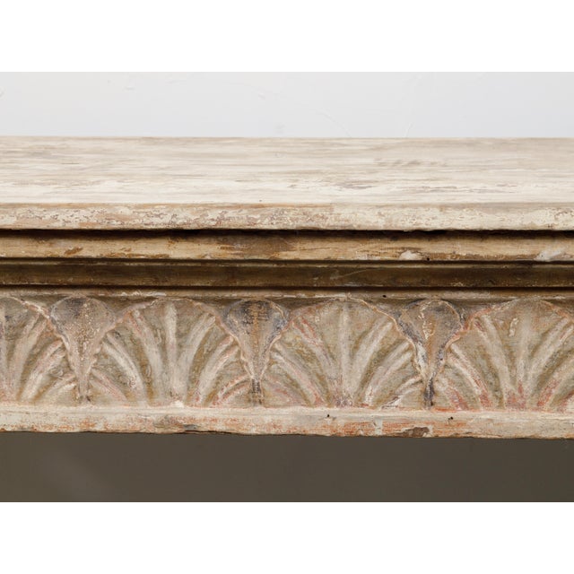 Off-white Italian 18th Century Console Table with Carved Lion Heads and Papyrus Capitals For Sale - Image 8 of 12