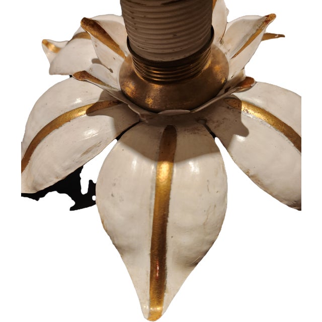 Florentine Hollywood Regency Style Hand-Forged Gilded Ceiling or Wall Lamps with Metal Leaves and Floral Patterns, 1950s For Sale - Image 9 of 18