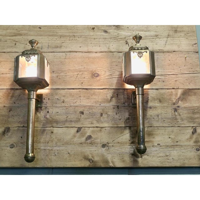 Early 19th Century Antique French Brass Carriage Lamps, 1800, Set of 2 For Sale - Image 5 of 8