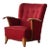 Scandinavian Lounge Chair With Oak Armrest Conical Legs Red Wool, 1940's For Sale