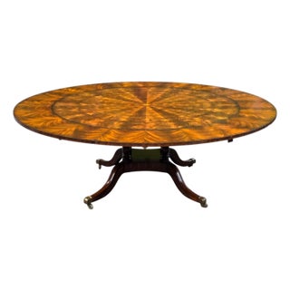87.5" Maitland-Smith English Regency Flame Mahogany Roundabout Extendable Dining Table With Sunburst Top For Sale