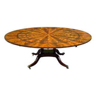 Maitland-Smith English Regency Flame Mahogany Roundabout Extendable Dining Table With Sunburst Top For Sale
