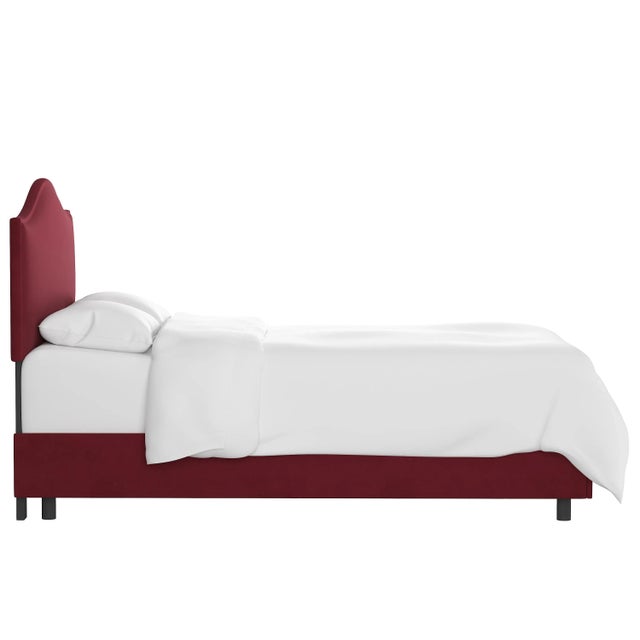 Spritely Home Kenmore Bed in Berry Classic Velvet, King For Sale - Image 4 of 6