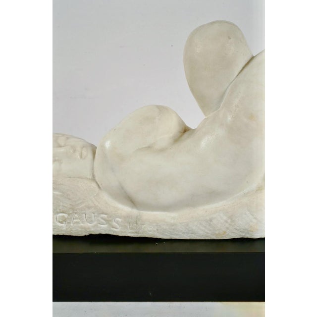 Off-white Eugene Gauss (1905 - 1988) Marble Sculpture of Reclining Nude, Dated 1978 For Sale - Image 8 of 9