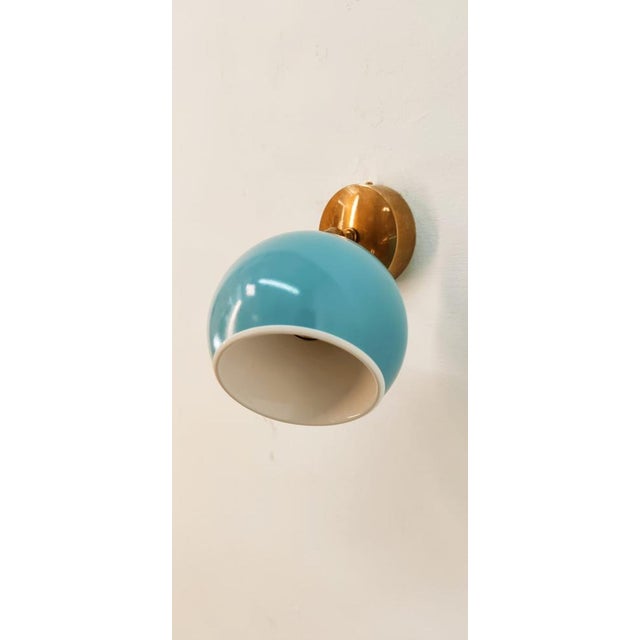 Adjustable Sconce with Blue Metal Dome For Sale - Image 14 of 16