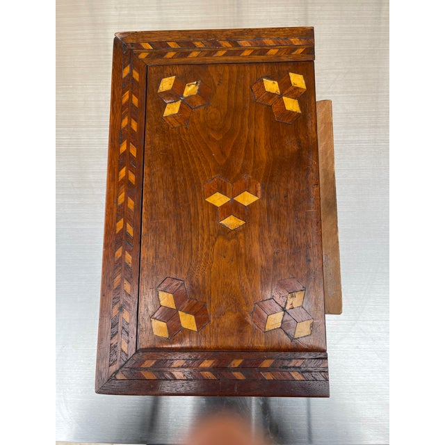 1900 - 1909 1900s New Mexico Folk Art Marquetry Wood Jewelry Box For Sale - Image 5 of 6