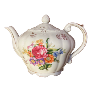 1950 Floral Porcelain Musical Box Teapot Music Stands