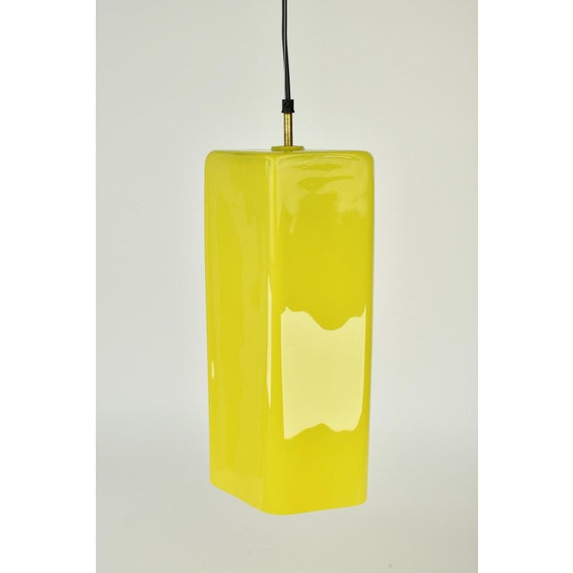 Rare Murano glass pendant light in the shape of a diamond. This pendant is made with the incamiciato technique that Murano...