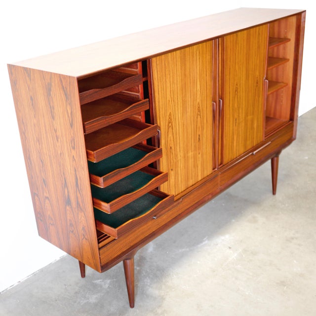 Brown Omann Jun. Model #13 Danish Rosewood Highboard Designed by Gunni Omann For Sale - Image 8 of 18